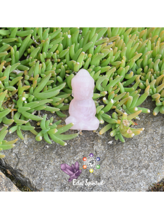Bouddha en pierre naturelle de quartz rose livraison rapide