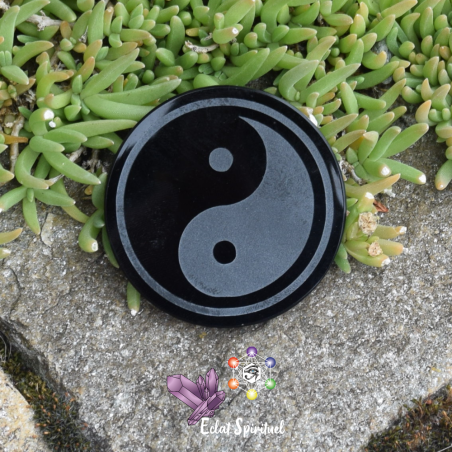 Plaque Yin Yang en Obsidienne noire