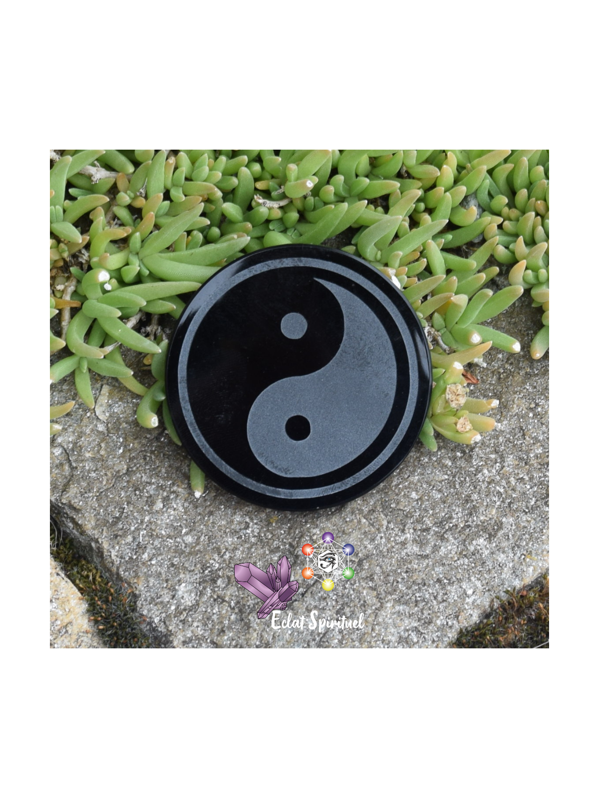 Plaque Yin Yang en Obsidienne noire