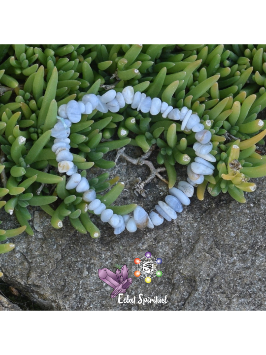 Calcédoine Bleue en Bracelet Baroque