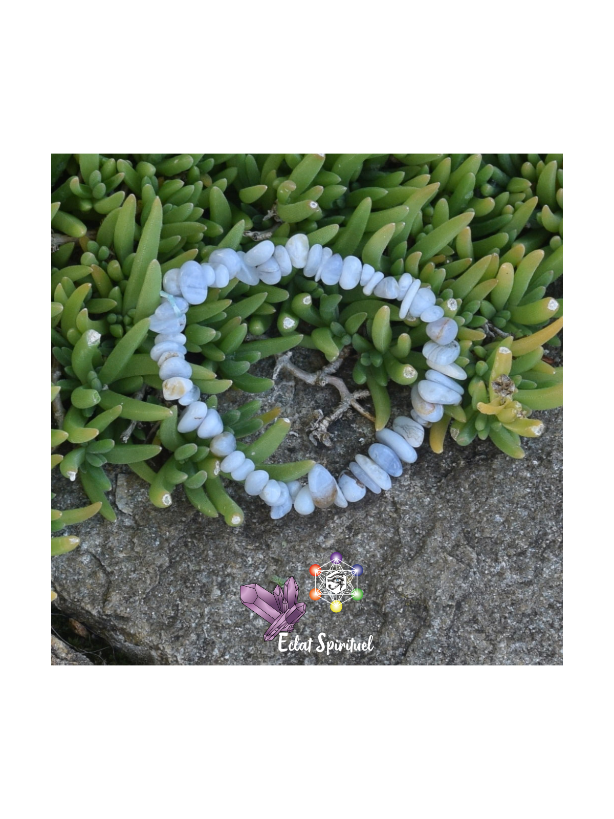Calcédoine Bleue en Bracelet Baroque